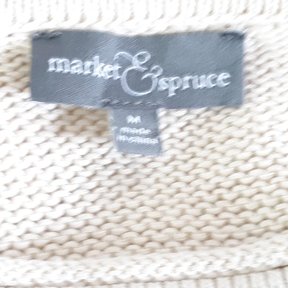 Market & Spruce Cream Sweater Black Line Detail - Picture 4 of 5